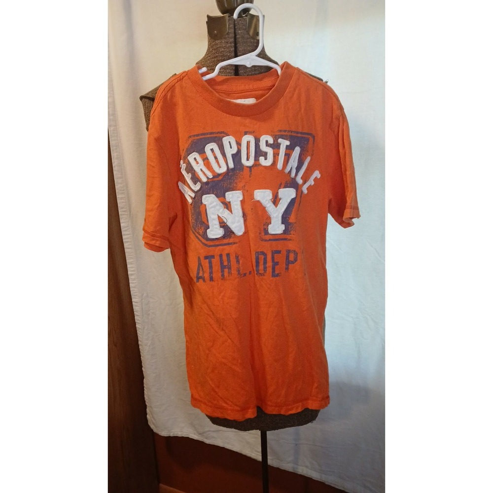 Aeropostale NY Athl Dep Graphic T-Shirt Orange Kids XS Short Sleeve Cotton Tee